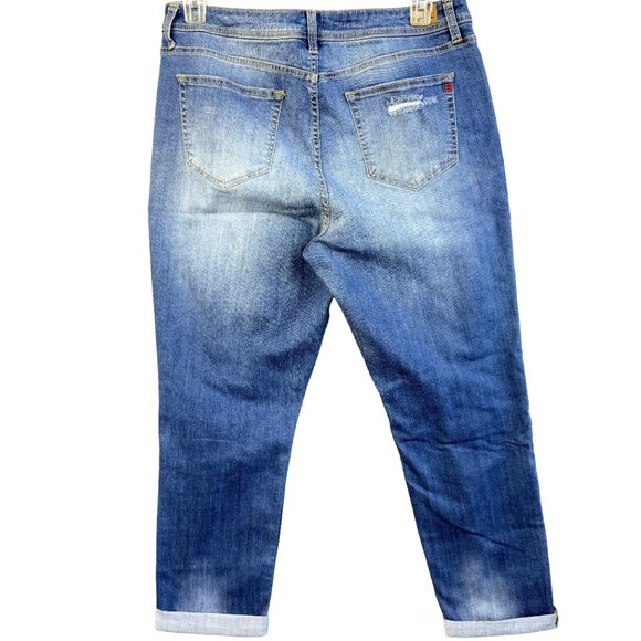 EV1 Jeans Alex Relaxed Vintage Distressed Patchwork Boyfriend Jeans Women’s 14 - Picture 2 of 16